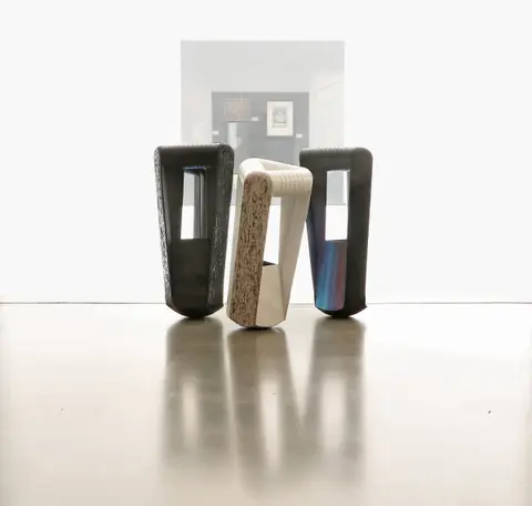 Three Formid seats displayed at the Bechtler Museum of Modern Art