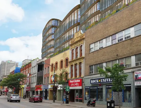 Street view of the historic buildings on the site